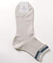 LANVIN en Bleu(ladies socks)(ランバンオンブルー（レディスソックス）)/綿混リブソックス/ペイルグレー