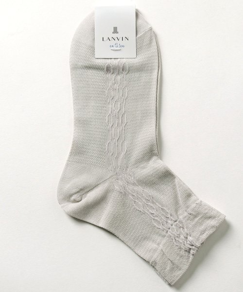 LANVIN en Bleu(ladies socks)(ランバンオンブルー（レディスソックス）)/綿混ソックス　　　/ペイルグレー