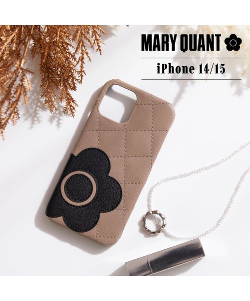MARY QUANT(マリークヮント)/MARY QUANT マリークヮント iPhone 15 14 ケース スマホケース 携帯 レディース PU QUILT LEATHER SHELL CASE /トープ/ブラック