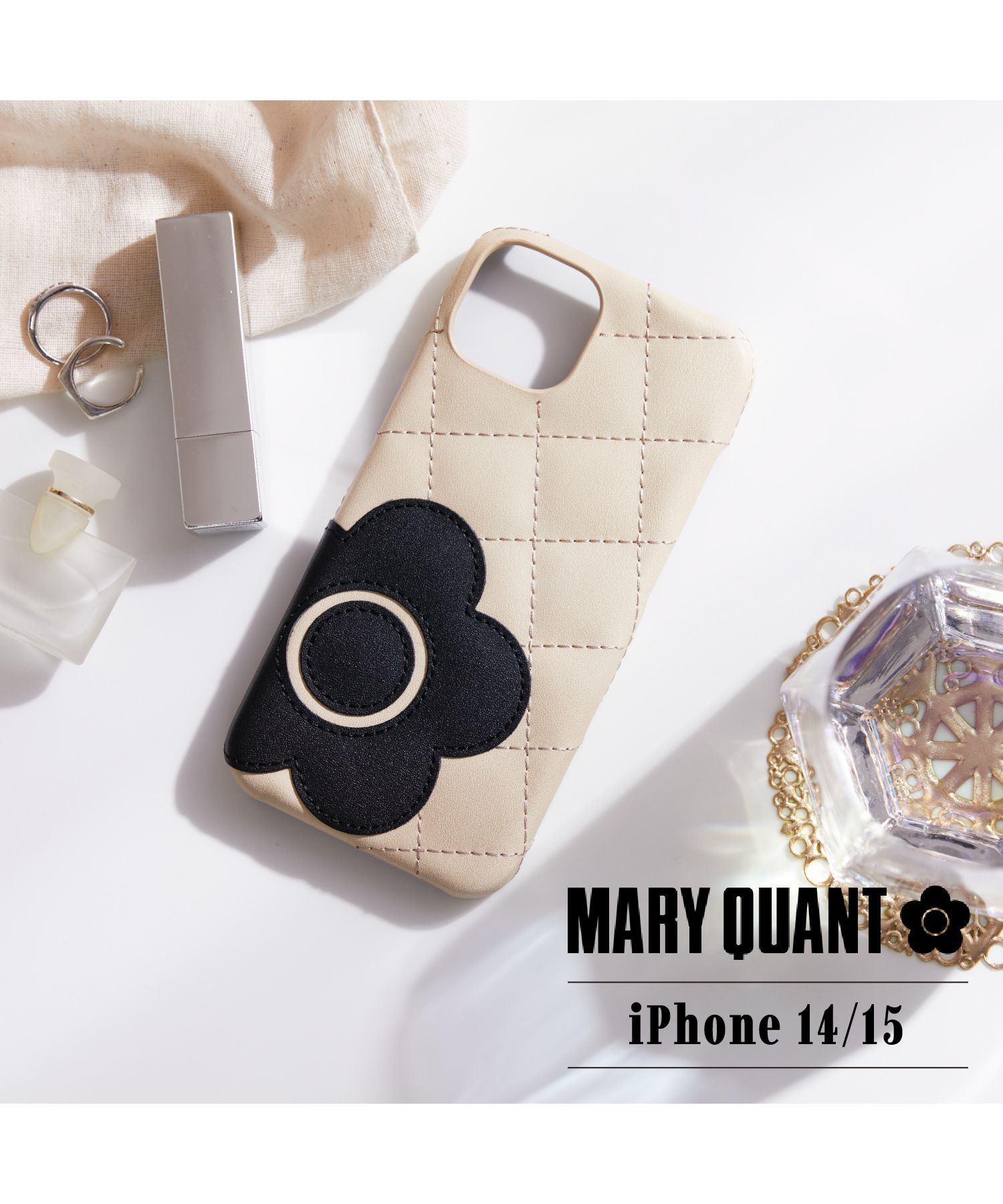 MARY QUANT マリークヮント iPhone 15 14 ケース スマホケース 携帯 レディース PU QUILT LEATHER SHELL  CASE
