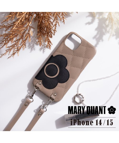 MARY QUANT(マリークヮント)/MARY QUANT マリークヮント iPhone 15 14 ケース スマホケース スマホショルダー 携帯 レディース PU QUILT LEATHER NE/グレージュ