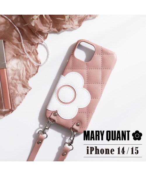 MARY QUANT(マリークヮント)/MARY QUANT マリークヮント iPhone 15 14 ケース スマホケース スマホショルダー 携帯 レディース PU QUILT LEATHER NE/ダークピンク