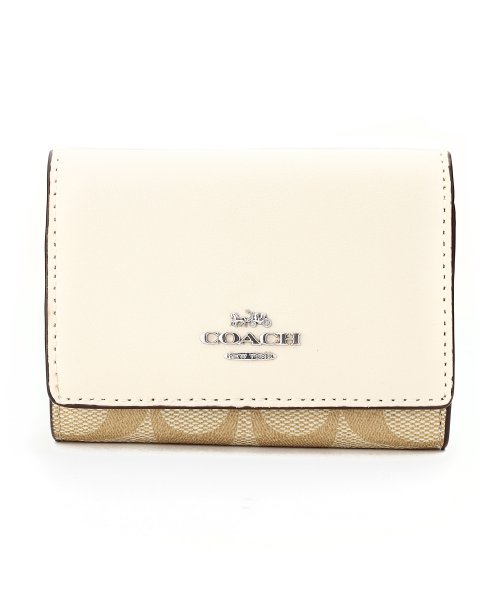 COACH コーチ アウトレット 3つ折り財布 CM761 SIGHA COACH アウトレット 3つ折り財布 CM761 SIGNATURE ライトカーキ/チョーク LIGHT KHAKI/CHALK