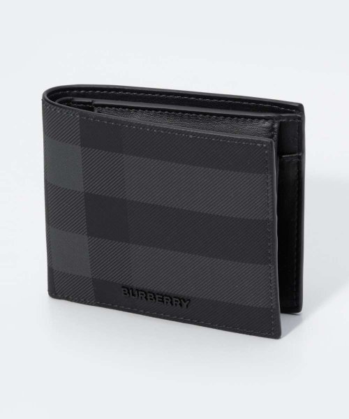 BURBERRY(バーバリー)/バーバリー BURBERRY 8070201 二つ折り財布 MS CC BILL COIN BRT メンズ 財布 チェック＆レザー バイフォールド コインウォレ/チャコールグレー