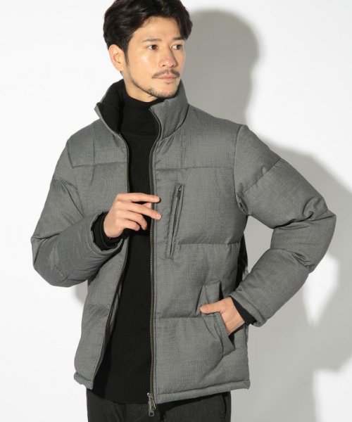 T/Rバーズアイスタンドカラーエコダウンブルゾン 