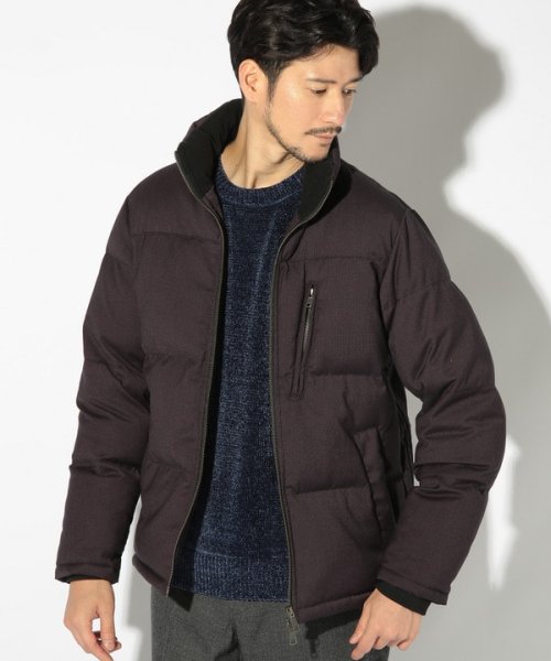 T/Rバーズアイスタンドカラーエコダウンブルゾン 