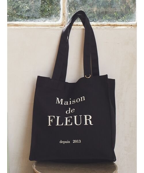 Maison de FLEUR(メゾンドフルール)/ブランドロゴプリントスクエアトートSバッグ/ブラック