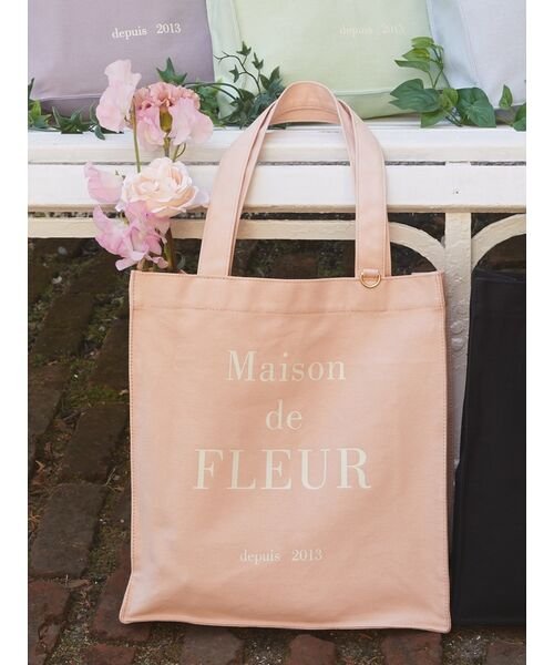 Maison de FLEUR(メゾンドフルール)/ブランドロゴプリントスクエアトートSバッグ/ピンク