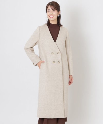 【WEB限定】ノーカラーダブルウールコート