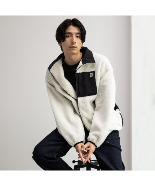 MAC HOUSE(men)(マックハウス（メンズ）)/VISION STREET WEAR ヴィジョンストリートウェア ジャガードボアブルゾン 3905043－EC/ホワイト