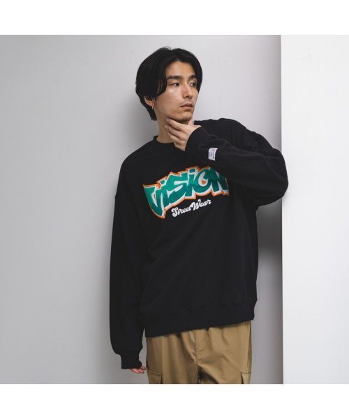 MAC HOUSE(men)(マックハウス（メンズ）)/VISION STREET WEAR ヴィジョンストリートウェア タギングサガラ刺繍トレーナー 3905049－EC/ブラック