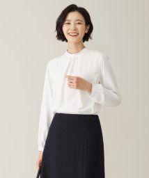 J.PRESS LADIES（LARGE SIZE）(J．プレス　レディス（大きいサイズ）)/【洗える】ヌーディスバックサテン スタンドカラー ブラウス/ホワイト系