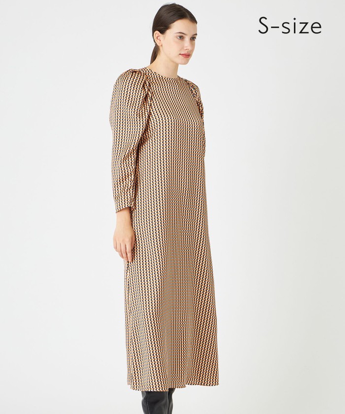 BEIGE 【S−size】]MABILLON / マトンスリーブドレス PEACHXECRU 32