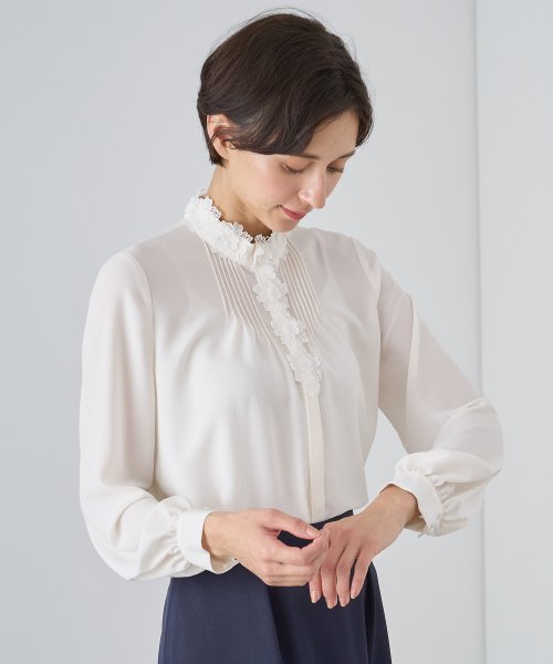 ANAYI アナイのジョーゼットブラウス（セール】 ジョーゼット配色 