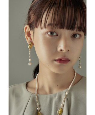 niana/niana ニアナ ピアス 両耳 アクセサリー 金箔 クリア パール ロング ボリューム 大ぶり 上品 可愛い ゴールド レディース ジュエリー 普段使い パー/505769194