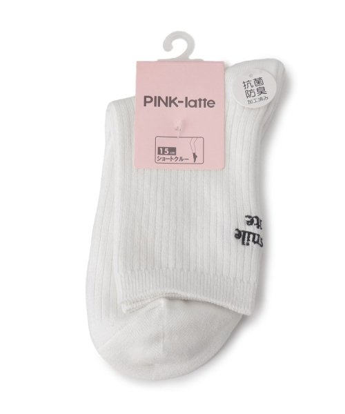 PINK-latte(ピンク　ラテ)/15cm丈 バックロゴショート丈ソックス/オフホワイト（003）