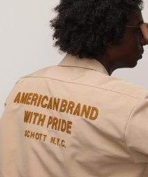 Schott(ショット)/TC WORK SHIRT"AMERICAN BRAND WITH PRIDE EMB"/刺繍ワークシャツ/ブラウン