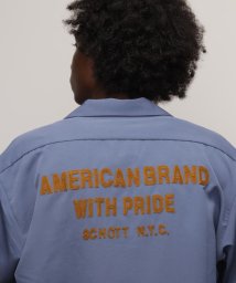 Schott(ショット)/TC WORK SHIRT"AMERICAN BRAND WITH PRIDE EMB"/刺繍ワークシャツ/ネイビー
