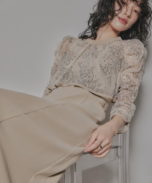 niana ニアナ 結婚式 ワンピース パーティードレス レース ボレロ キャミワンピ 2点セット シアー インナー レイヤード フレア ロング丈 ギャザー ボ ニアナ