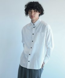 aimoha(aimoha（アイモハ）)/aimoha menステッチバイカラーシャツ/ホワイト