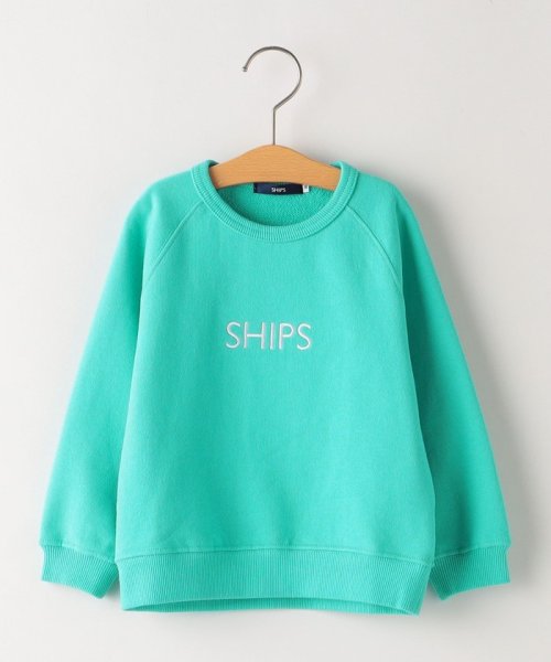 SHIPS KIDS(シップスキッズ)/SHIPS KIDS:80～90cm / 刺繍 ロゴ スウェット/ライトグリーン