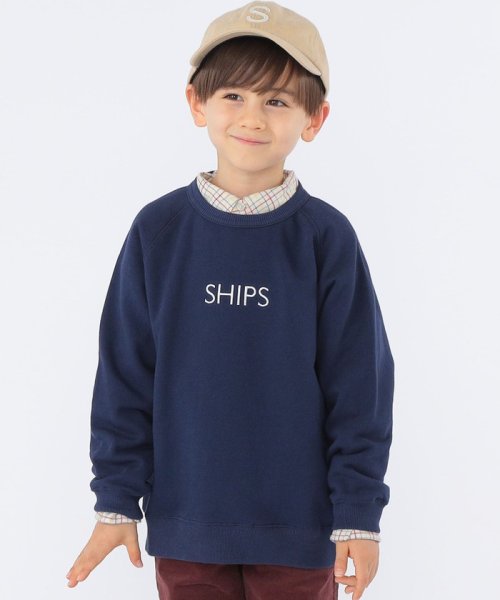 SHIPS KIDS(シップスキッズ)/SHIPS KIDS:100～130cm / 刺繍 ロゴ スウェット/ネイビー