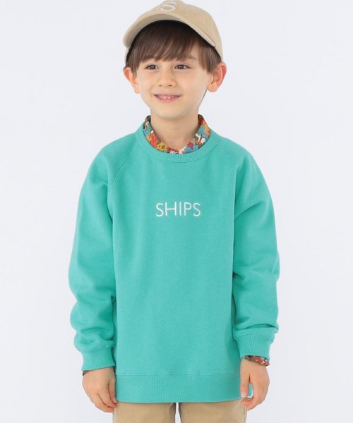 SHIPS KIDS(シップスキッズ)/SHIPS KIDS:100～130cm / 刺繍 ロゴ スウェット/ライトグリーン