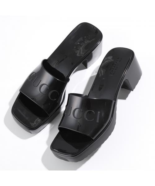 GUCCI サンダル 624730 J8700 ラバー スライド チャンキーヒール GUCCI サンダル J8700 ラバー スライド スクエアトゥ