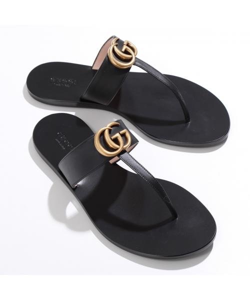 セール】GUCCI トングサンダル 497444 A3N00 レザー ダブルG(505776572 