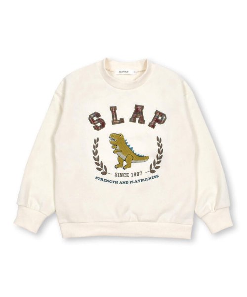 SLAP SLIP(スラップスリップ)/恐竜サガラ刺しゅう裏起毛トレーナー(80~130cm)/オフホワイト