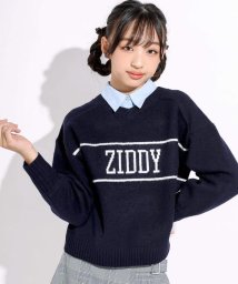 ZIDDY(ジディー)/【 ニコ☆プチ 掲載 】ロゴジャガードニット(130~160cm)/ネイビー