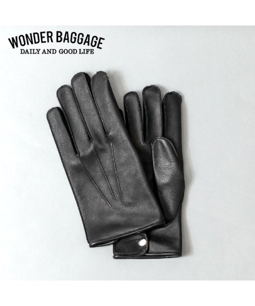 WONDER BAGGAGE(ワンダーバゲージ)/ワンダーバゲージ 手袋 本革 馬革 洗える 紳士用 メンズ ウォッシャブルレザーグローブ 日本製 ブランド WONDER BAGGAGE WB－A－012/ブラック