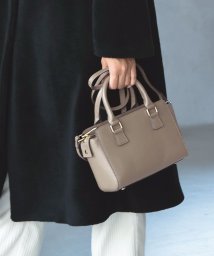 Mia Borsa(ミアボルサ)/[Mia Borsa]牛床革レザーミニハンドバッグ/グレージュ