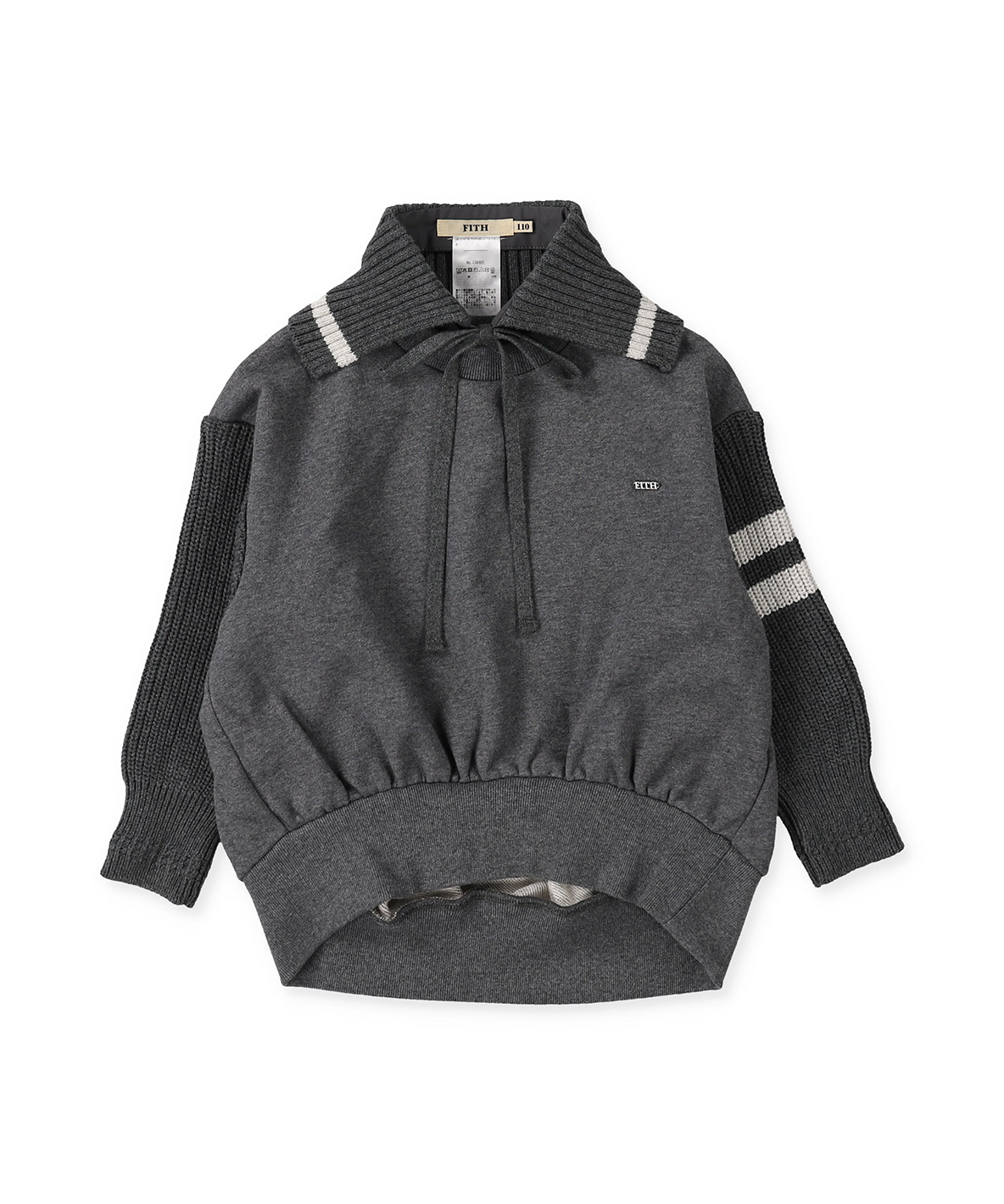 FITH フィス FITH 裏毛×ニット 付け襟 長袖 スウェット チャコールグレー 100cm FITH フィス FITH 裏毛×ニット 付け襟 長袖 スウェット チャコールグレー 100cm