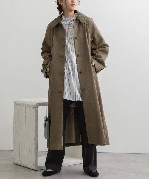 コーデュロイ衿ステンカラーコート 商品説明クラシカルな雰囲気のステンカラーコート■Point・コーデュロイの襟がポイントのステンカラーコート。・ラグランスリーブで袖 P1239200729(9438円)