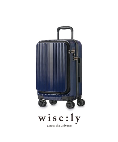 wise:ly(ワイズリー)/ワイズリー スパーク スーツケース 機内持込み 38L フロントオープン ストッパー 軽量 Sサイズ wise:ly 338－2450/ネイビー