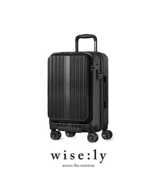 wise:ly(ワイズリー)/ワイズリー スパーク スーツケース 機内持込み 38L フロントオープン ストッパー 軽量 Sサイズ wise:ly 338－2450/ブラック