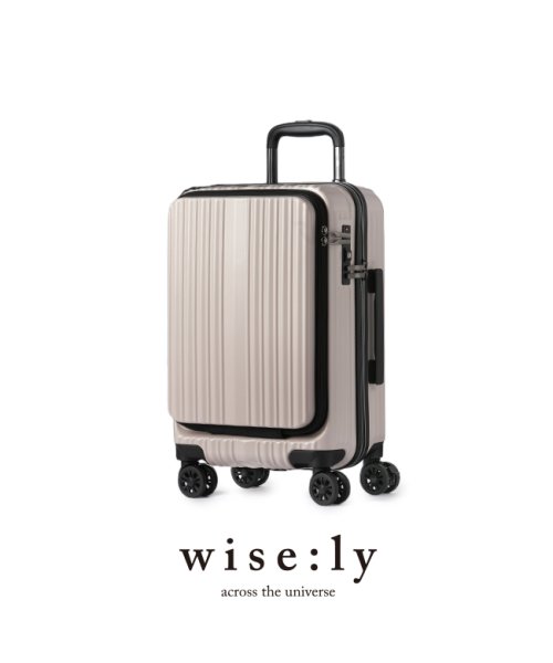 wise:ly(ワイズリー)/ワイズリー スパーク スーツケース 機内持込み 38L フロントオープン ストッパー 軽量 Sサイズ wise:ly 338－2450/ベージュ