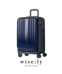 wise:ly(ワイズリー)/ワイズリー スパーク スーツケース 57L/63L 拡張 フロントオープン ストッパー Mサイズ 軽量 wise:ly 338－2451/ネイビー