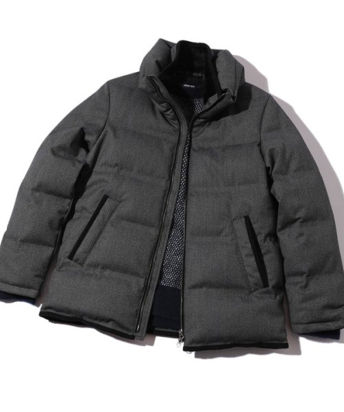 マイクロブロックチェックボリュームネックダウン 