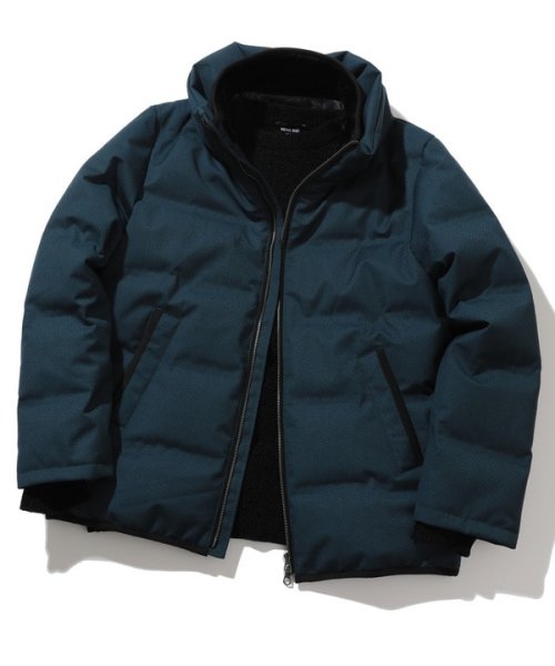 マイクロブロックチェックボリュームネックダウン 