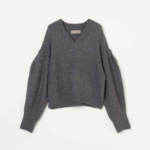 HELIOPOLE(エリオポール)/WAFFLE V NECK KNIT/チャコールグレー