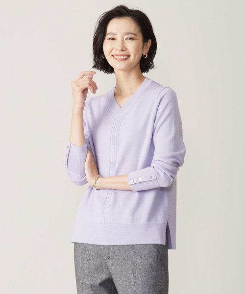 J.PRESS LADIES(J．プレス　レディス)/CLEAR LIGHT WOOL Vネック ニット/ふじ色系