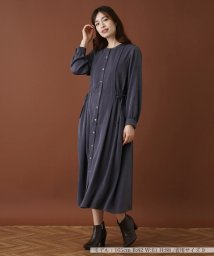 Leilian(レリアン)/バンドカラーシャツワンピース/グレー系