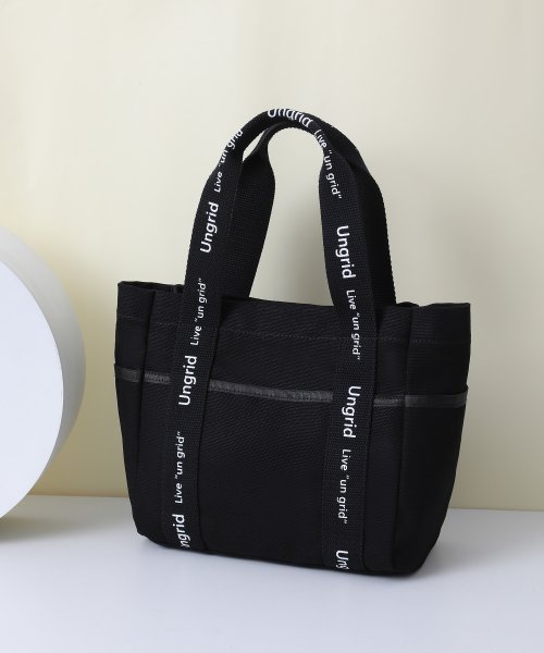 UNGRID bag(アングリッド　バッグ)/キャンバス ロゴテープミニトートバッグ/BLK