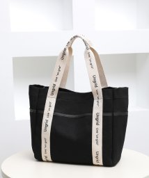 UNGRID bag(アングリッド　バッグ)/キャンバス ロゴテープ　大容量　ラージトートバッグ/BLK/IVO