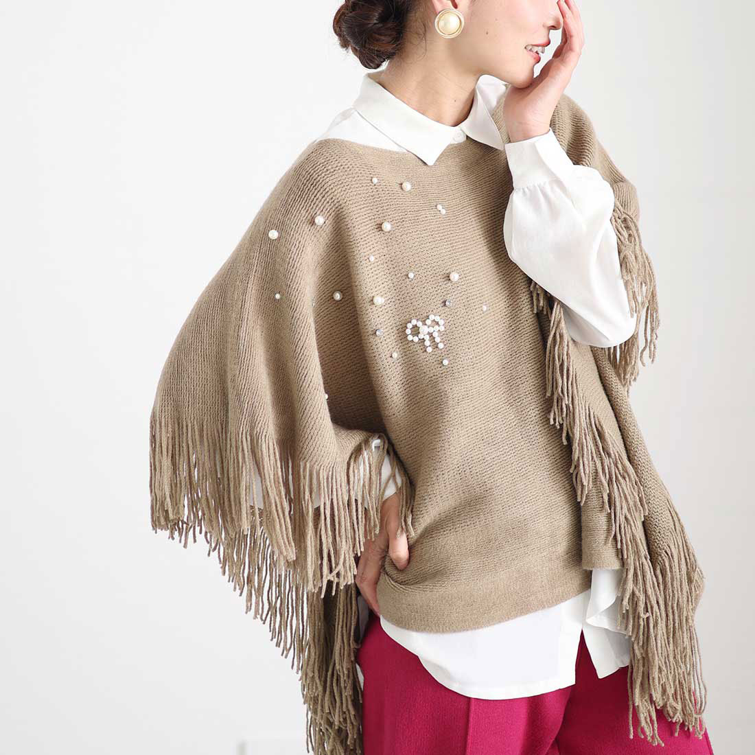 LANVIN collection✨ ラビットファー ブラック ポンチョ ウール