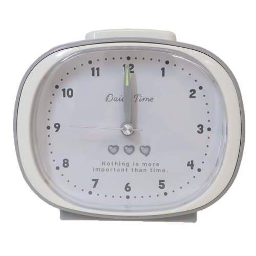 目覚まし時計 連続秒針ベルアラームクロック ハート グレー オスト  