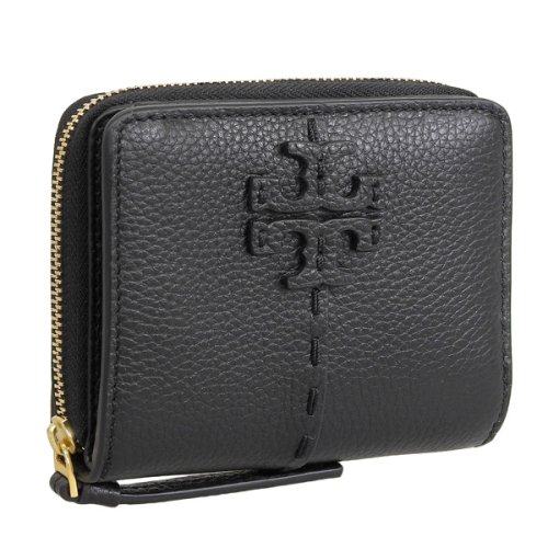 TORY BURCH(トリーバーチ)/TORY BURCH トリーバーチ MCGRAW BI－FOLD WALLET マック グロー  二つ折り 財布 レザー/ブラック