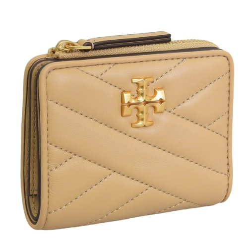 TORY BURCH(トリーバーチ)/TORY BURCH トリーバーチ KIRA CHEVRON BI－FOLD WALLET キラ シェブロン 二つ折り 財布 レザー/ベージュ